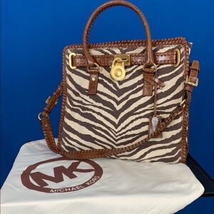 Michael Kors Zebra Print purse with Brown leather Accents NWT